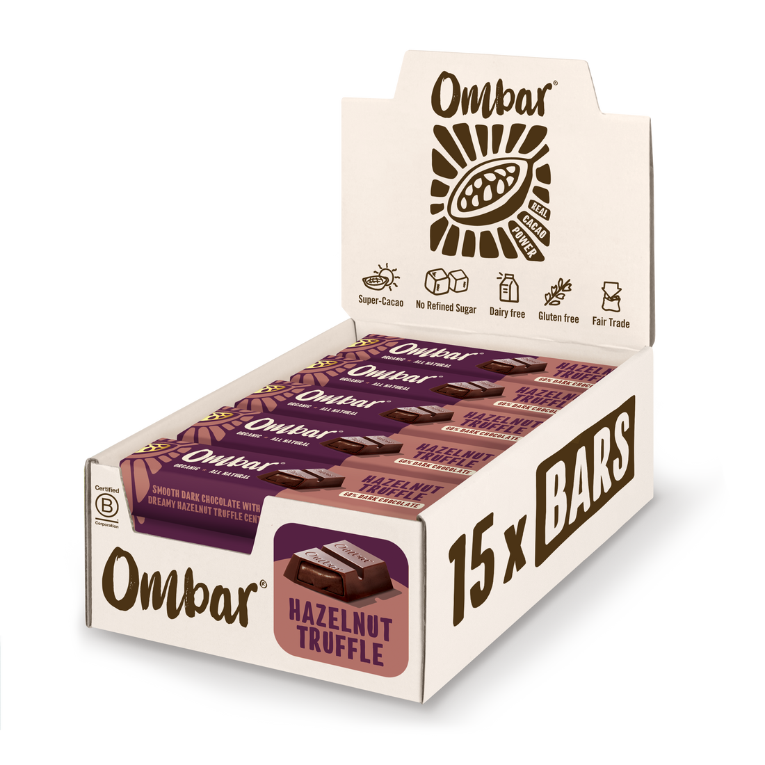 Wholesale Ombar Chocolate Bars Hazelnut Truffle 42g