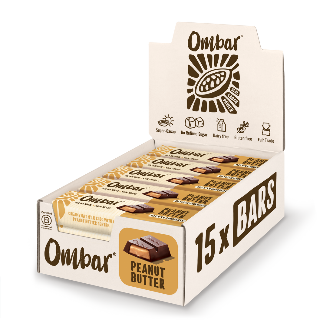 Wholesale Ombar Oat Milk Chocolate Bars Peanut Butter 42g