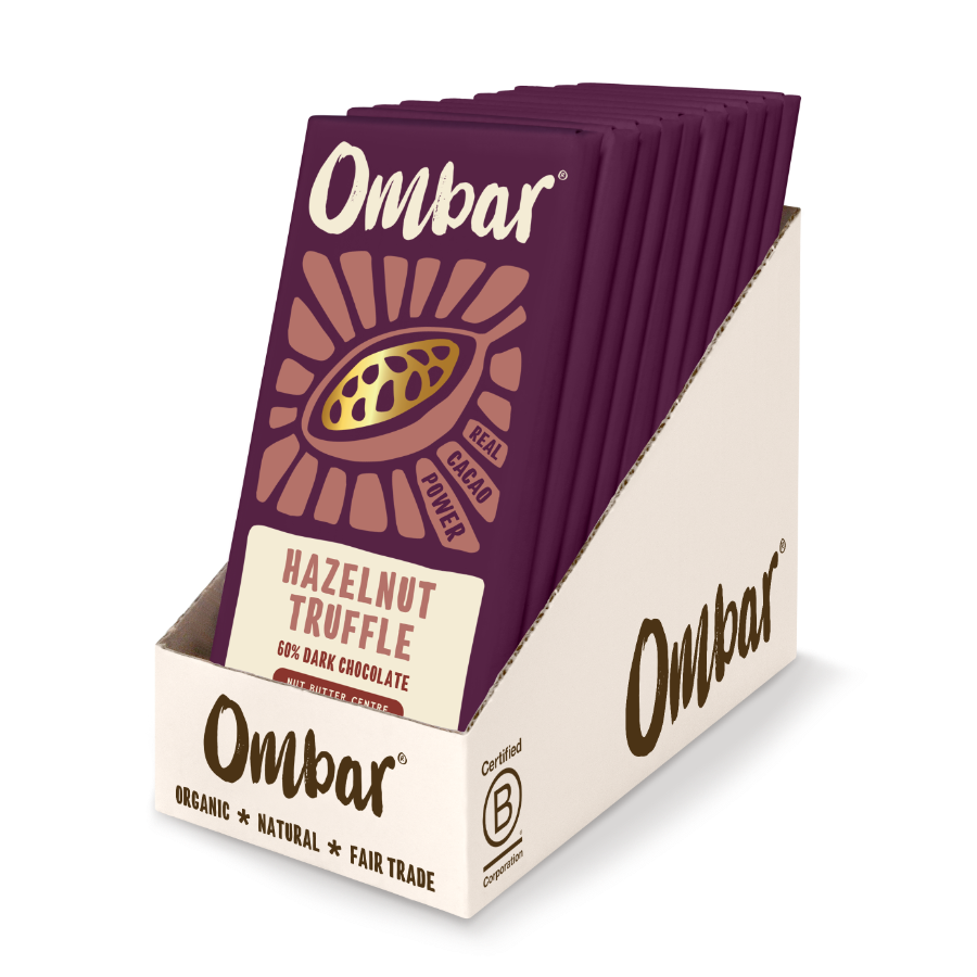 Wholesale Ombar Centres Chocolate Bars Hazelnut Truffle 70g