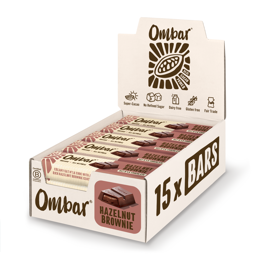 Wholesale Ombar Oat Milk Chocolate Bars Hazelnut Brownie 42g
