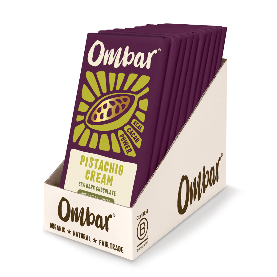 Wholesale Ombar Centres Chocolate Bars Pistachio 70g